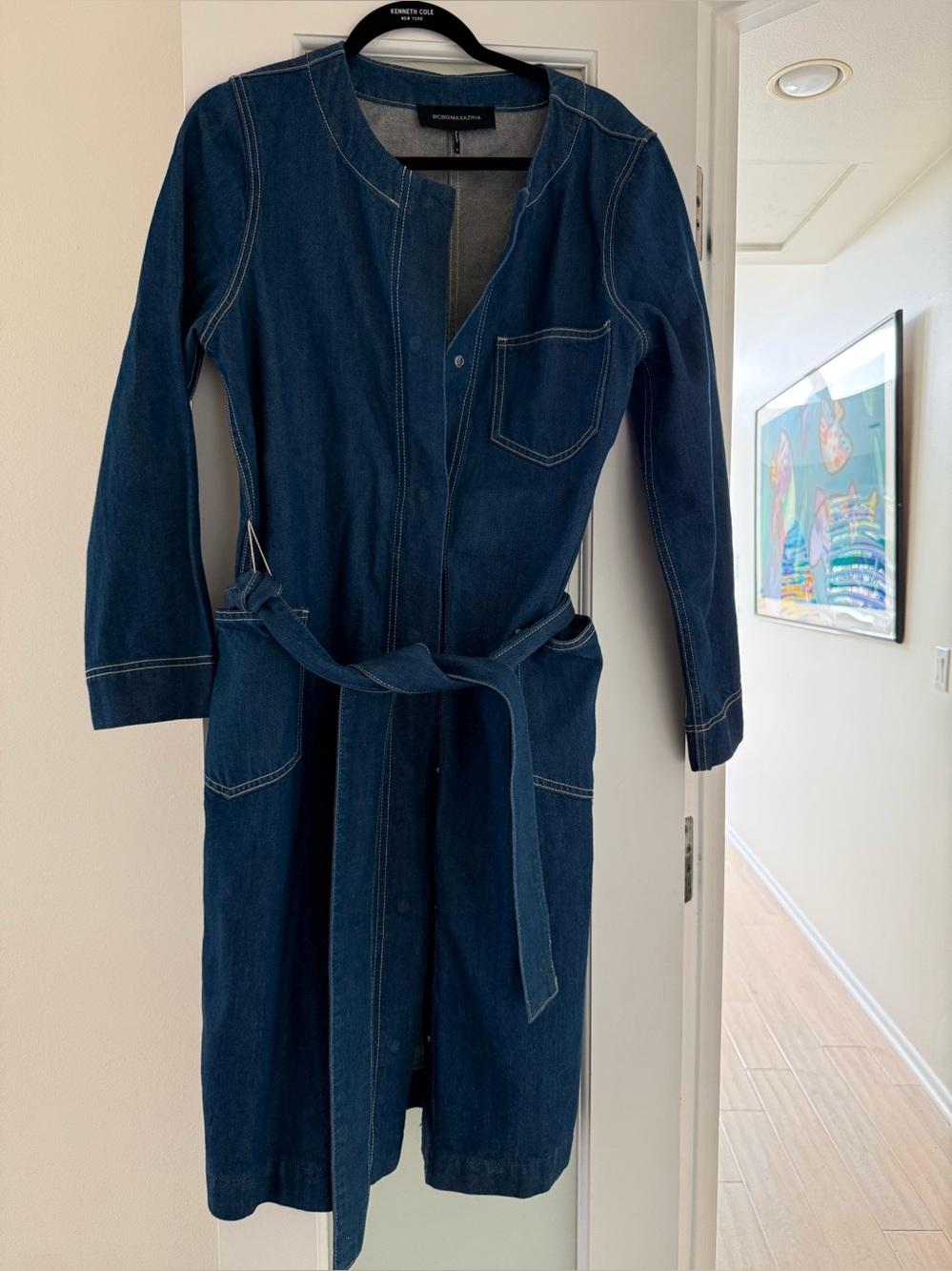 BCBG Max Azria  denim trench coat size M